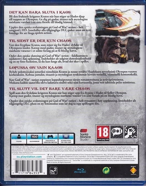 God of War III Remastered - PS4 (A Grade) (Genbrug)